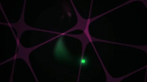 Neon lights on a dark grid background with glowing green and red spots. Stock Footage 337485936