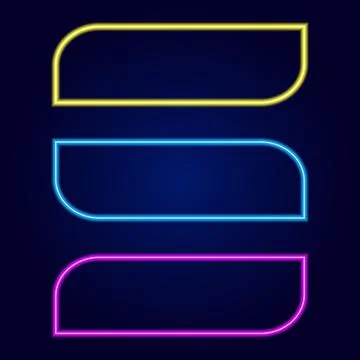 Neon lights empty rectangular frames set. Modern space for text neon shape Illustrazione stock