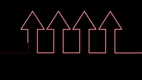 Neon Lights Five Arrows. Abstract Minimalist Business Start Up Growth Conce.. Stock Footage 307551044
