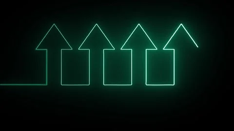 Neon Lights Five Arrows. Abstract Minimalist Business Start Up Growth Conce.. Stock Footage 307551140
