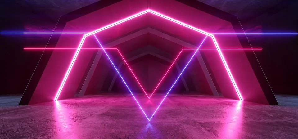 Neon Lights Future Sci Fi Tunnel Corridor Glowing Purple Blue Vibrant Scene P Illustrazione stock