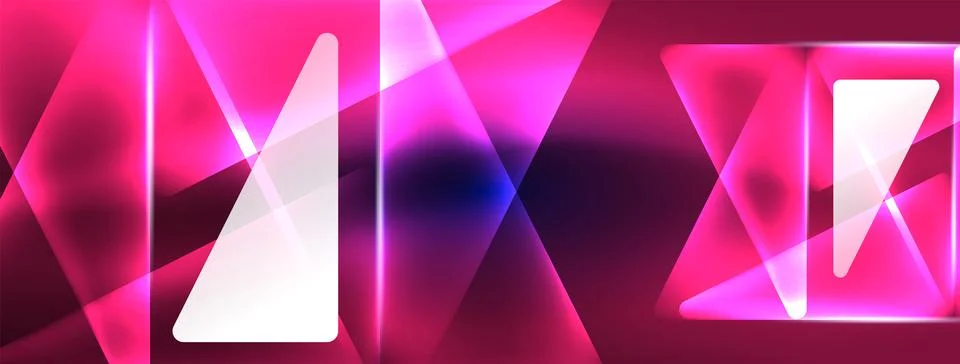 Neon lights hacking geometric background, virtual reality or artificial Stock-Illustration