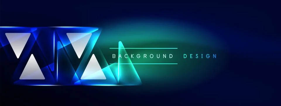 Neon lights hacking geometric background, virtual reality or artificial Stock Illustration