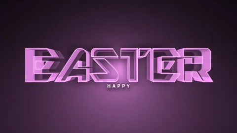 Neon lights illuminate Happy Easter in vibrant purple and pink Video stock 258731881