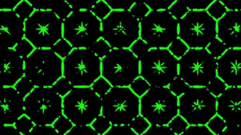 Neon lights illuminate a mesmerizing black and green grid pattern. Stock Footage 326733161