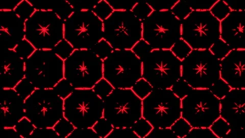 Neon lights illuminate a mesmerizing black and red grid pattern. Stock Footage 326733341