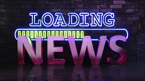 Neon lights loading news, 3D illustration Stock Illustration