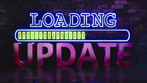 Neon lights loading update, 3D illustration Stock Illustration