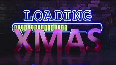 Neon lights loading xmas, 3D illustration Stock Illustration