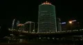 Neon Lights by night, Air Pollution and Huge Traffic in Beijing CBD, China HD Footage