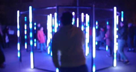 Neon lights at the night. Blurred background Stock-Footage 140973714