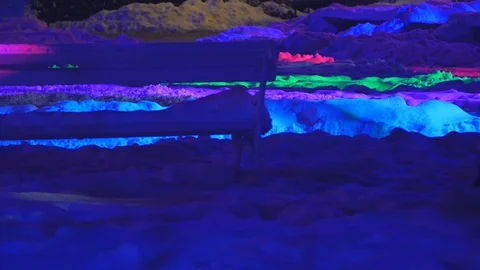 Neon lights in the park on winter day Stock Footage 87091675