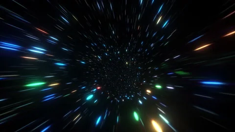 Neon lights Particles Space in dark tunnel Stock Footage 160414588