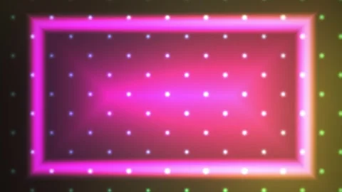 Neon lights rectangle with dots. Video stock 337486074