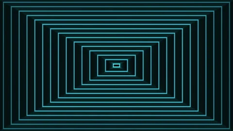 Neon lights. Seamless loop, endless concentric rectangle lines. Stock Footage 264020273