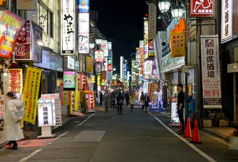 Neon lights of Shinjuku, Tokyo Japan Stock Photos
