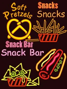 Neon Lights Snack bar Illustrazione stock