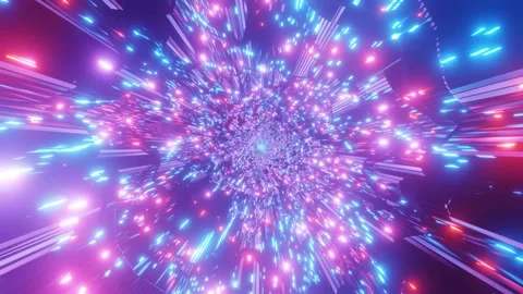 Neon lights space sci fi tunnel flying through 3d illustration visual vj loop Stock Footage 160533573