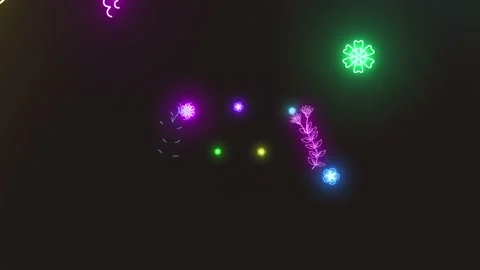 Neon lights spring video leaf plant bloom glow black bacground draw lines be Stock Footage 231453672