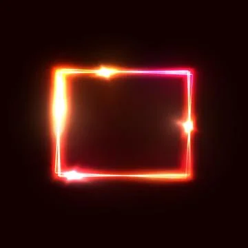 Neon lights square background. Red rectangle frame Stock Illustration