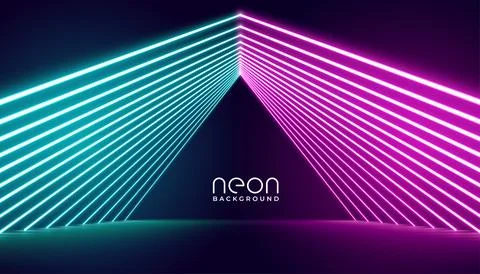 Neon lights stage background in pink and blue lights Stock Illustration