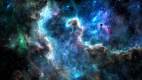 Neon Lights star sky space background. Animation of flying through glowing Stock Footage 197016363