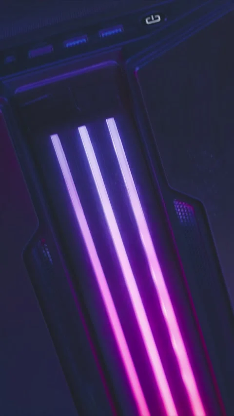 Neon lights transitioning through vivid red orange green blue and purple Stock Footage 345976243