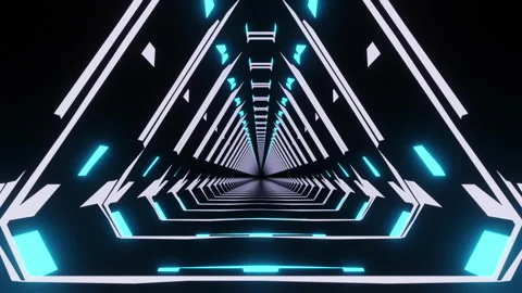 Neon Lights Triangles Tunnel Stock Footage 227896189