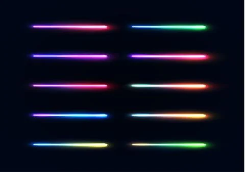 Neon lights tubes set. Glowing lines collection. Stock Illustration
