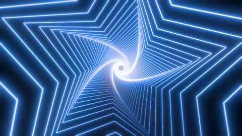 Neon Lights vj loop star shaape seamless discoTunnel Abstract Glow Particles - Video stock 169051167