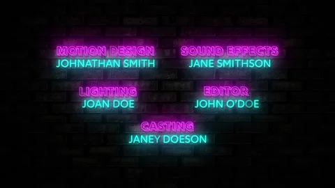 Neon Lights Wall Credit Slate Stock After Effects