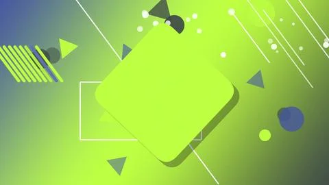 A neon lime chat bubble floats in a dynamic geometric field of arrows, dots.. Illustrazione stock