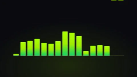 Neon lime neon equalizer bars for glow eq visuals. Professional music motion Video stock 342623537