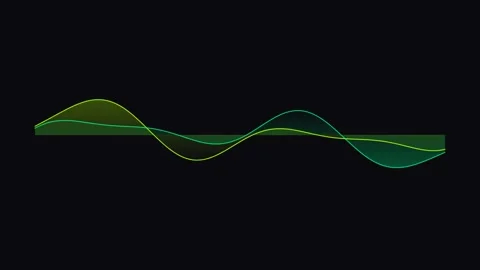 Neon lime stereo waveform for audio spectrum visuals. Professional music motion Stock Footage 342623601