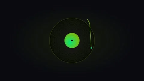 Neon lime vinyl record for spinning turntable visuals. Professional music 動画素材 342623754