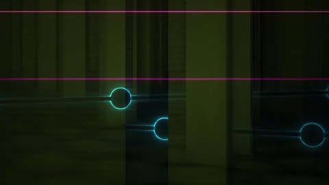 Neon Line and Circle Glowing in Abstract Green Background in Motion Stock Footage 343737991