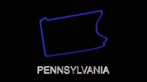 Neon Line animated map showing the state of Pennsylvania from the united state Stock Footage 150765436