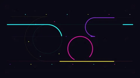 Neon line, animation, abstract, circle, shape, pattern, texture, element, icon, Stock Footage 346739088