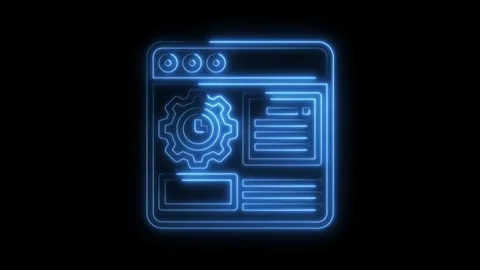 Neon line art animation of setting application configuration options interface Stock Footage 322973012