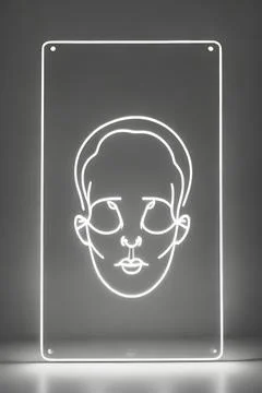 Neon Line Art Face Stock Photos