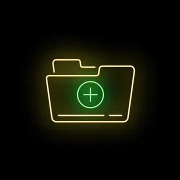 Neon line art folder icon with plus sign Ilustración de archivo