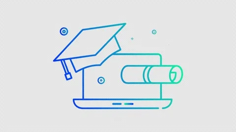 Neon Line Art Graduation Cap and Diploma Animation on Transparent Background 库存影片 337659867