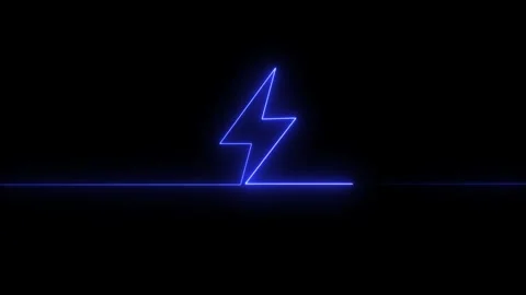 Neon line battery volt icon animation Stock Footage 265877316