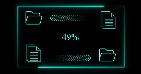 Neon line border file document management system concept on the transparent back Stock Footage 340522774