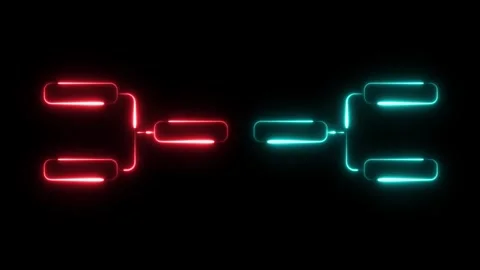Neon line box, tournament bracket or tree diagram animation Stock Footage 321062254