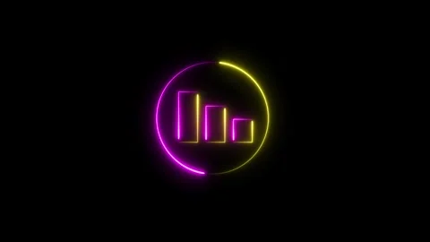 Neon line bright business graph icon. business down concept. business graph.. Stock Footage 293483768