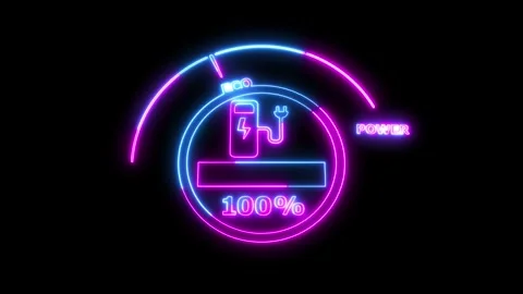 Neon line buttery Progress. Electric car dashboard display design concept. .. Stock Footage 293484107
