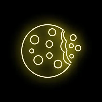 Neon line cookie icon glowing on a dark background 스톡 일러스트