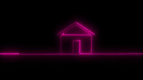 Neon line Cool linear animated home icon. Real estate icon animation Stock Footage 258551705
