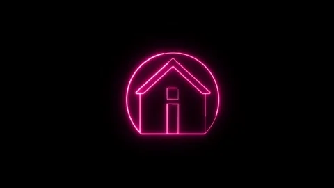 Neon line Cool linear animated home icon. Real estate icon animation. home ic Stock Footage 305008131